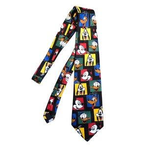 Balancine x Disney Men Necktie Tie Mickey Goofy Donald Pluto Cartoon VTG